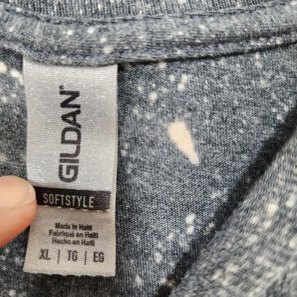 Gildan Blame it all on my roots American flag print bleach splat t-shirt size XL - Picture 2 of 8